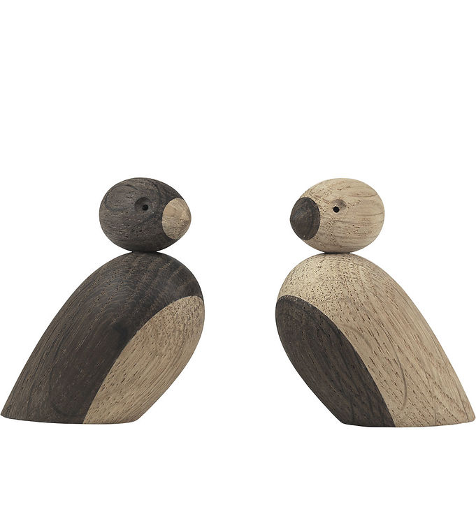 Kay Bojesen Træfigurer - Spurvepar - 6 cm - Lille - Eg/Røget Eg