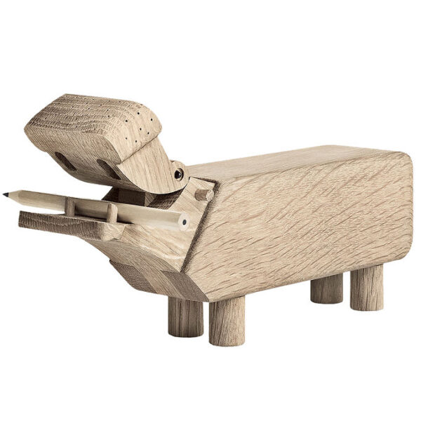 Kay Bojesen træfigur - Flodhest - H9 cm - Eg