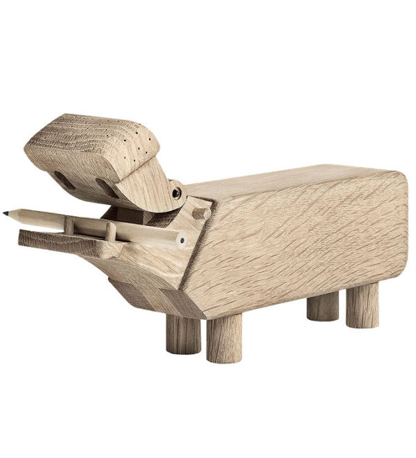 Kay Bojesen træfigur - Flodhest - H9 cm - Eg