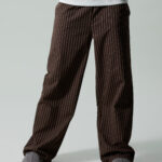 LMTD Wide Bukser Kelle Poplin Chocolate Brown Stripes