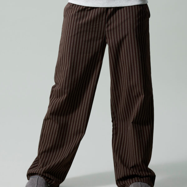 LMTD Wide Bukser Kelle Poplin Chocolate Brown Stripes