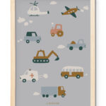 Liewood Beverly plakat - Vehicles / Dove blue