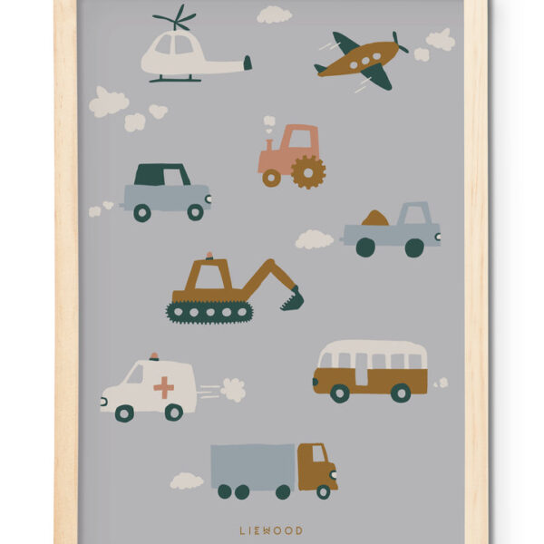 Liewood Beverly plakat - Vehicles / Dove blue