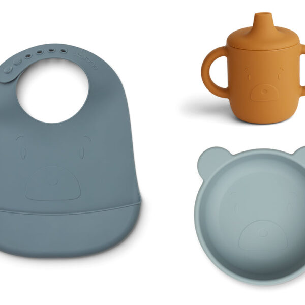 Liewood Connor Baby spisesæt - Mr Bear Blue Multi Mix