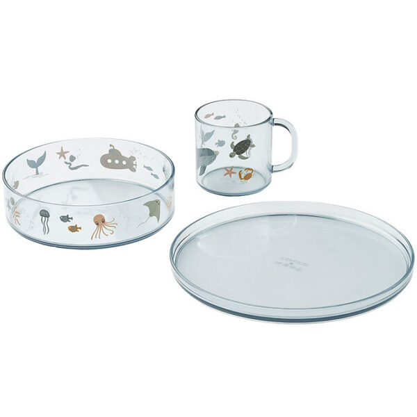 Liewood Spisesæt - 3 Dele - Siva - Sea Creature/Sandy