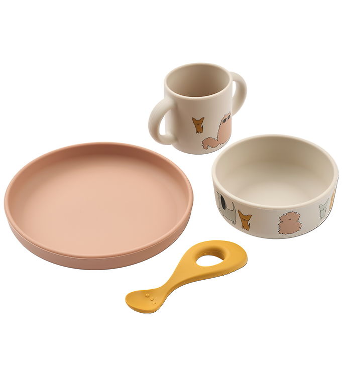 Liewood Spisesæt - Silikone - 4 Dele - Vivi - Cats and Dogs/Sand