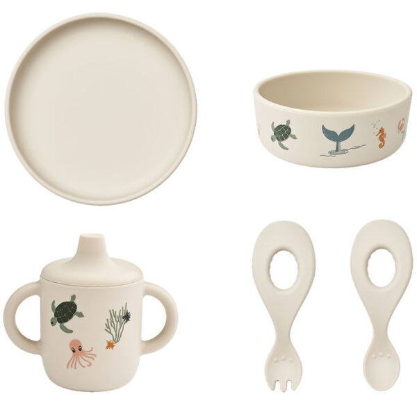 Liewood Spisesæt - Silikone - 5 dele - Ryle Printed - Sea Creatu