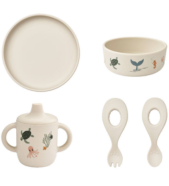 Liewood Spisesæt - Silikone - 5 dele - Ryle Printed - Sea Creatu