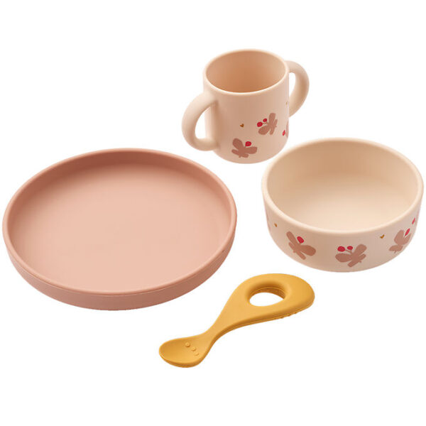 Liewood Spisesæt - Silikone - Vivi - 4 dele - Butterfly/Apple B