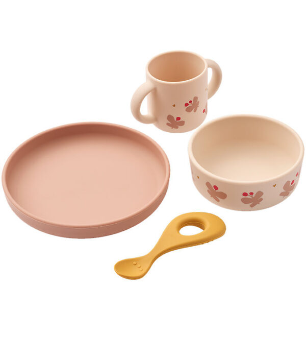 Liewood Spisesæt - Silikone - Vivi - 4 dele - Butterfly/Apple B