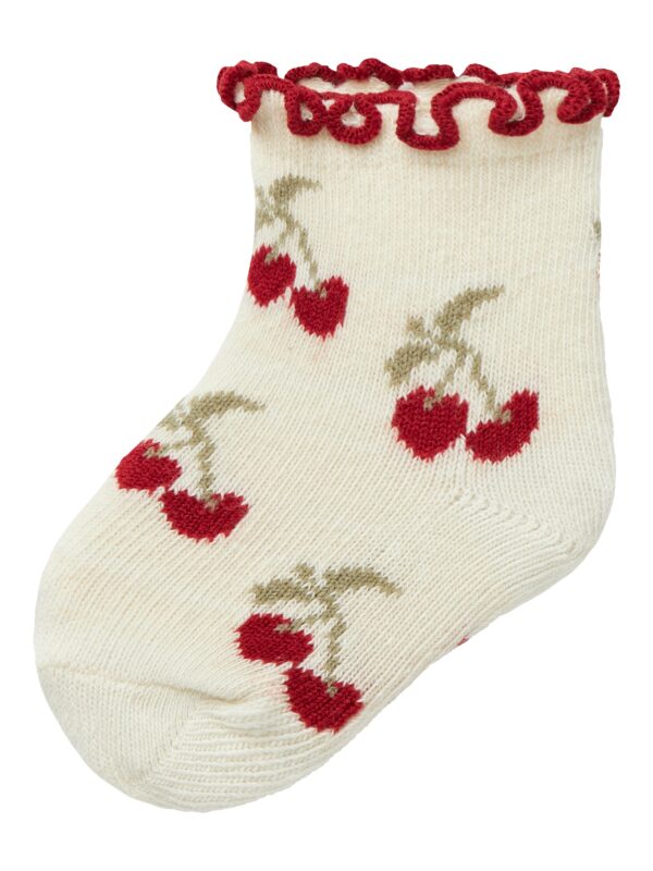 Lil Atelier Darlene Socks - Turtledove/Cherry - 50/56 Lil Atelier Darlene Socks - Turtledove/Cherry - 50/56