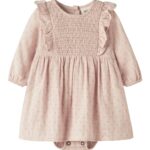 Lil Atelier Dembe LS Loose Body Dress - Peach Whip - 56 cm