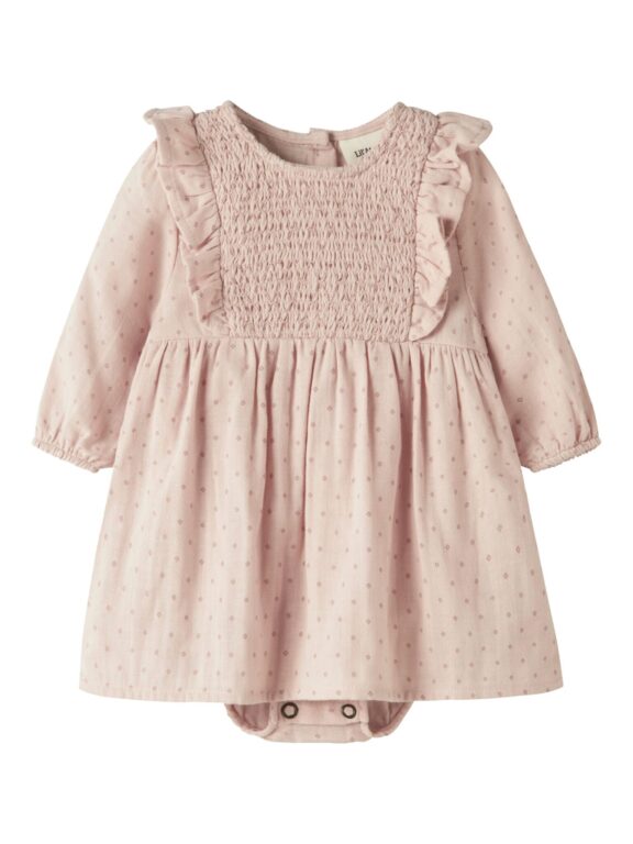 Lil Atelier Dembe LS Loose Body Dress - Peach Whip - 56 cm