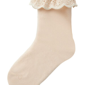 Lil Atelier - Dertrud Ankelstrømpe med Blondekant - Shell - 19/21