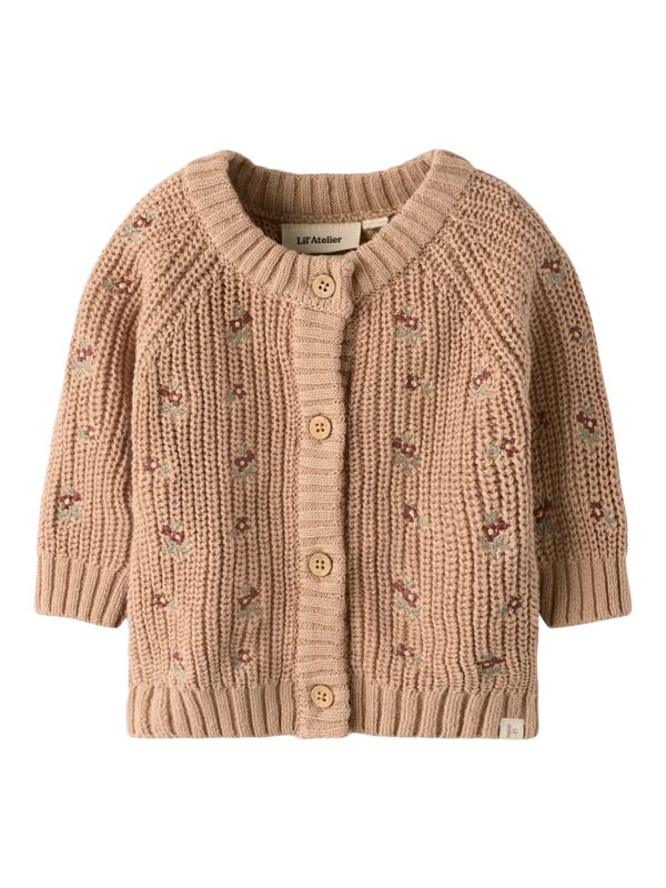 Lil Atelier Emlen Emb AO LS Knit Cardigan - Roebuck - 56 cm