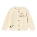 Lil Atelier Emlen Emb Knit Cardigan - Birch - 92 cm
