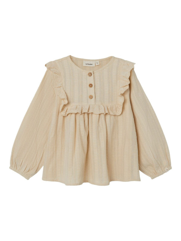 Lil Atelier Foya Loose Shirt - Wood Ash - 92 cm