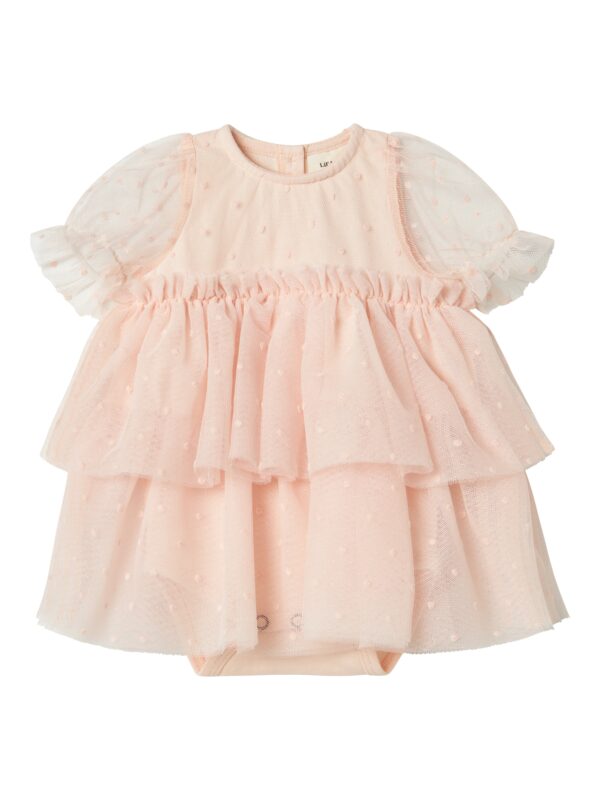 Lil Atelier Frilla Loose Tulle Bodydress - Peach Blush - 68 cm