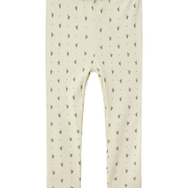 Lil Atelier Gago Kye Slim Leggings - Turtledove/Blue Flowers - 92 cm