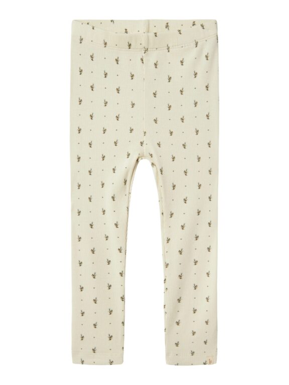 Lil Atelier Gago Kye Slim Leggings - Turtledove/Blue Flowers - 92 cm