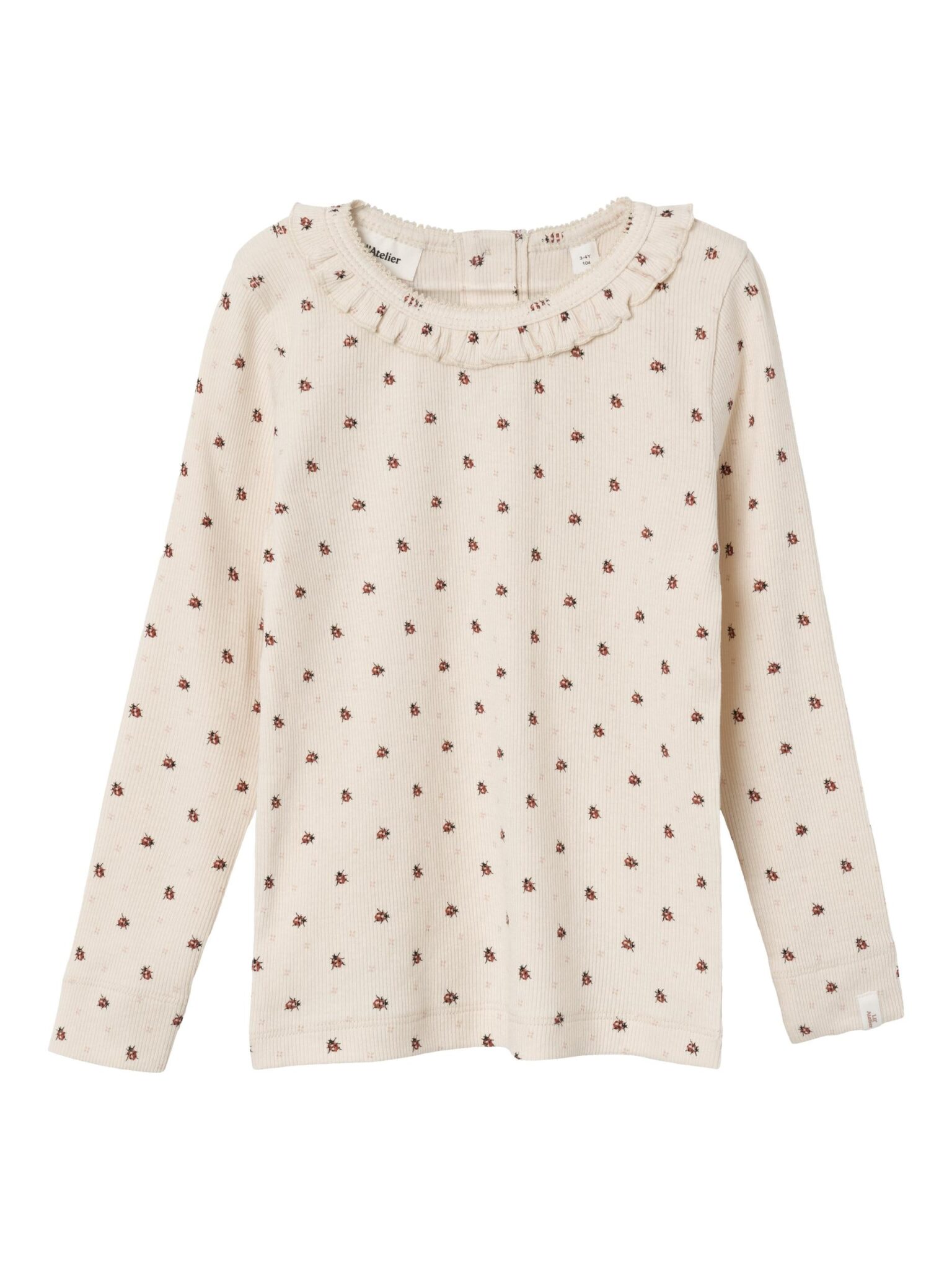 Lil Atelier Gago Slim Top med Mariehøne - Baked Grey - 92 cm