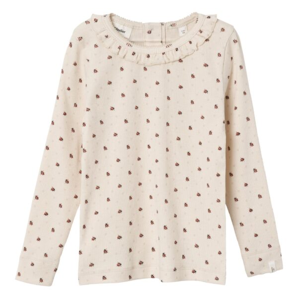 Lil Atelier Gago Slim Top med Mariehøne - Baked Grey - 92 cm