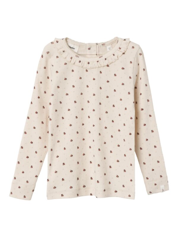 Lil Atelier Gago Slim Top med Mariehøne - Baked Grey - 92 cm