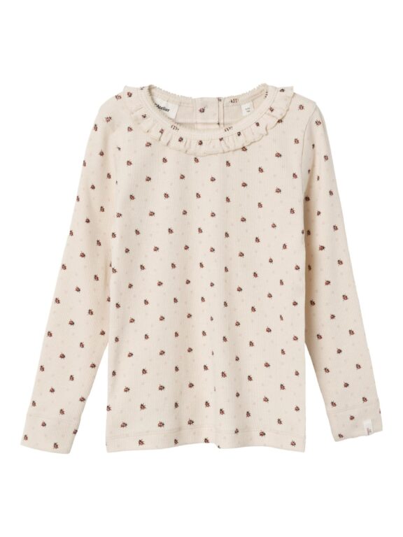 Lil Atelier Gago Slim Top med Mariehøne - Baked Grey - 92 cm