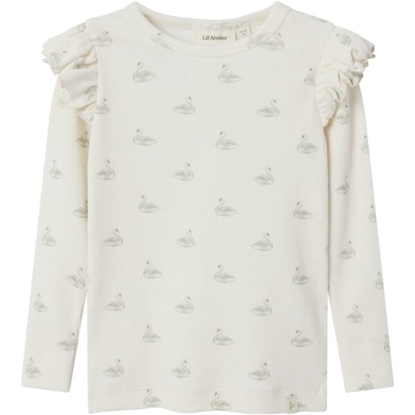 Lil Atelier Gavo Eko Slim Top NOOS - Pastel Parchment/Swan - 92 cm