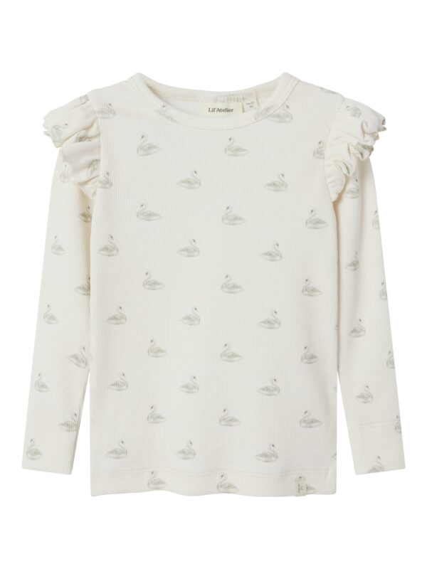 Lil Atelier Gavo Eko Slim Top NOOS - Pastel Parchment/Swan - 92 cm