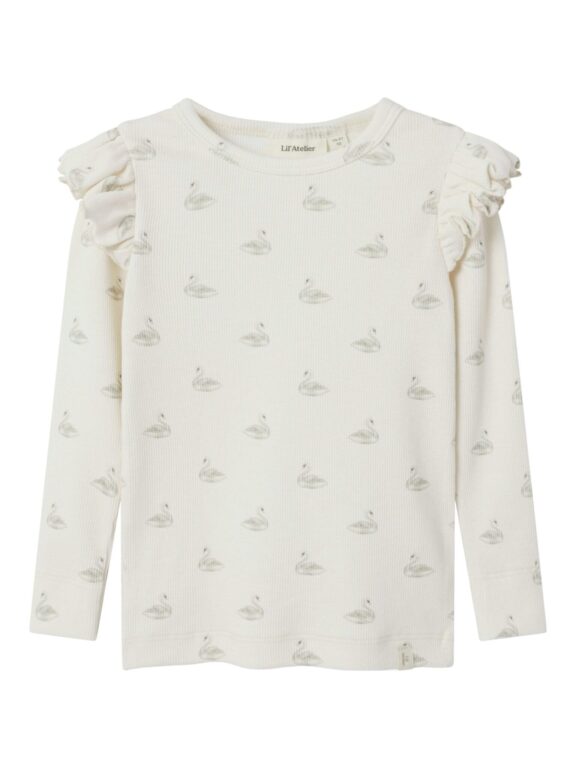 Lil Atelier Gavo Eko Slim Top NOOS - Pastel Parchment/Swan - 92 cm