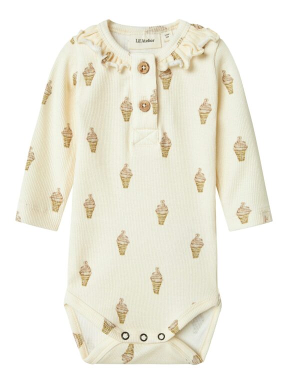 Lil Atelier Gavo Emo Body - Turtledove/Ice Cream - 56 cm