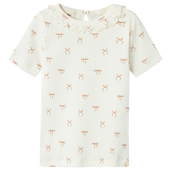 Lil Atelier Gavo Esi Slim Shirt med sløjfer - Coconut Milk - 92 cm
