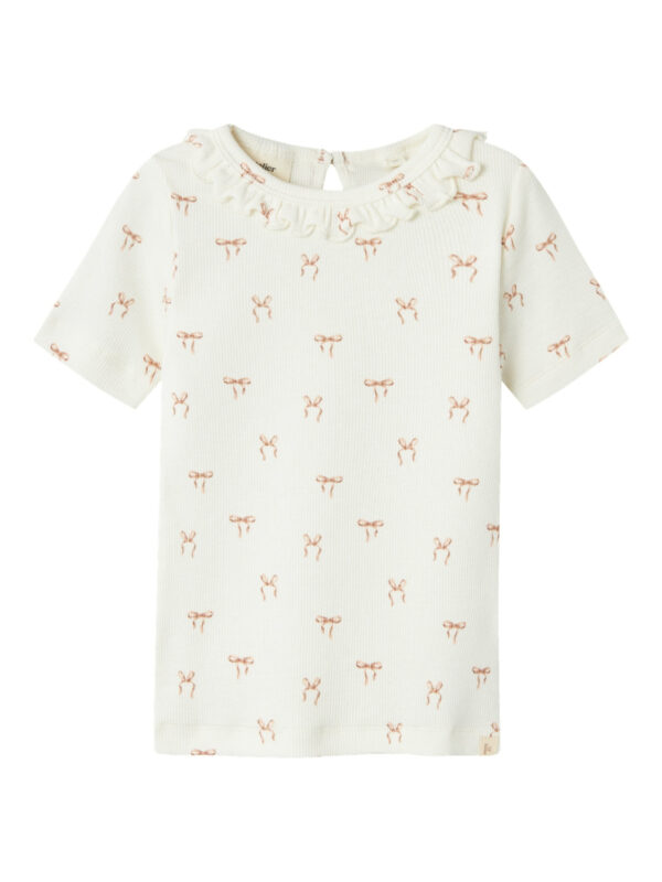 Lil Atelier Gavo Esi Slim Shirt med sløjfer - Coconut Milk - 92 cm