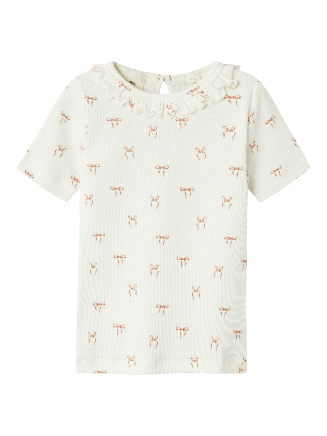 Lil Atelier Gavo Esi Slim Shirt med sløjfer - Coconut Milk - 92 cm