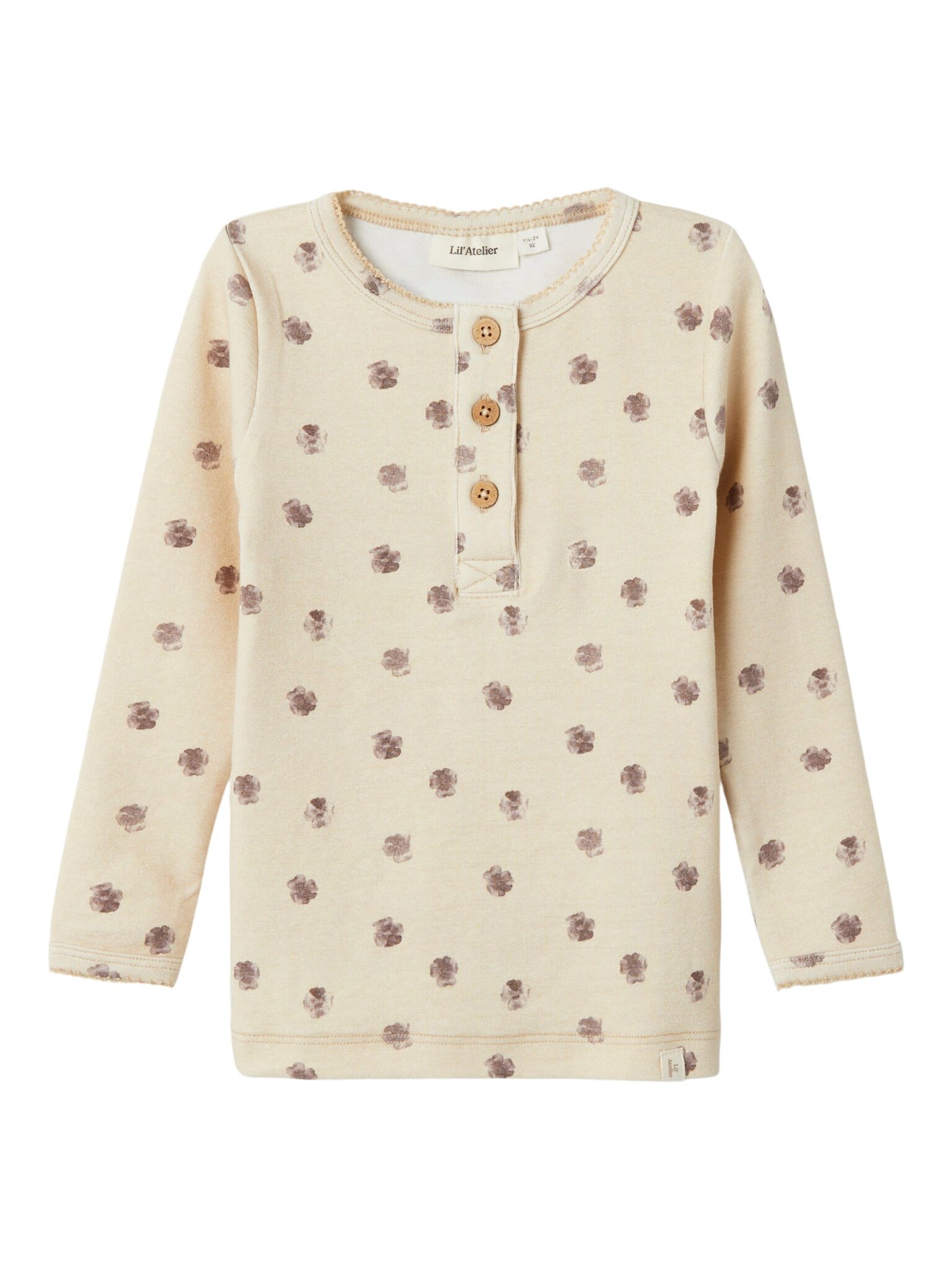 Lil Atelier Gaya Slim Top - Fog Flower - 92 cm