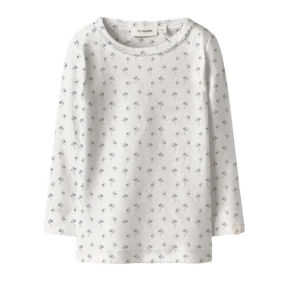Lil Atelier Gayo Sag LS Slim Top - Coconut Milk Bell Flower - 92 cm