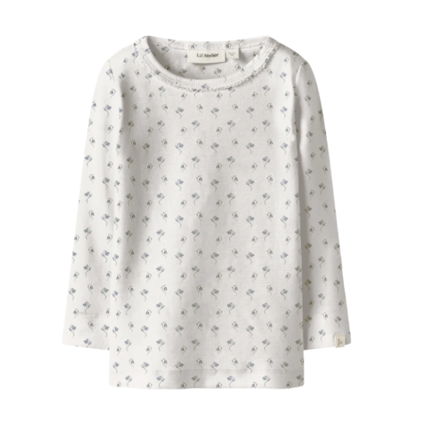 Lil Atelier Gayo Sag LS Slim Top - Coconut Milk Bell Flower - 92 cm