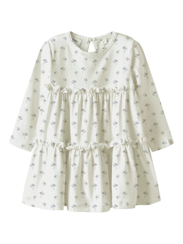 Lil Atelier Gayo Sel LS Dress - Coconut Milk/Bell Flower - 92 cm