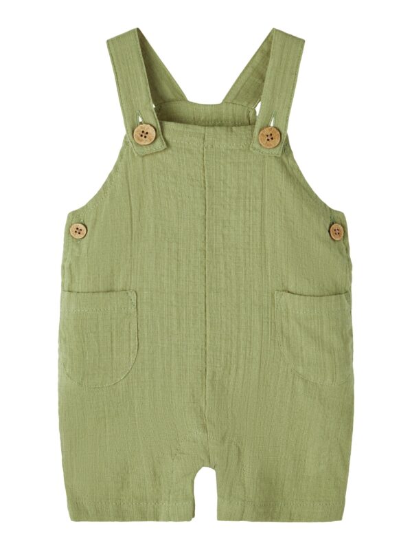 Lil Atelier Hessa Loose Overall Shorts - Sage - 56 cm