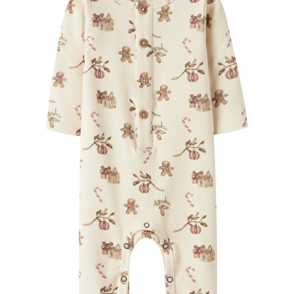 Lil Atelier Layo Gip LS Slim Suit - Turtledove/Christmas - 56 cm