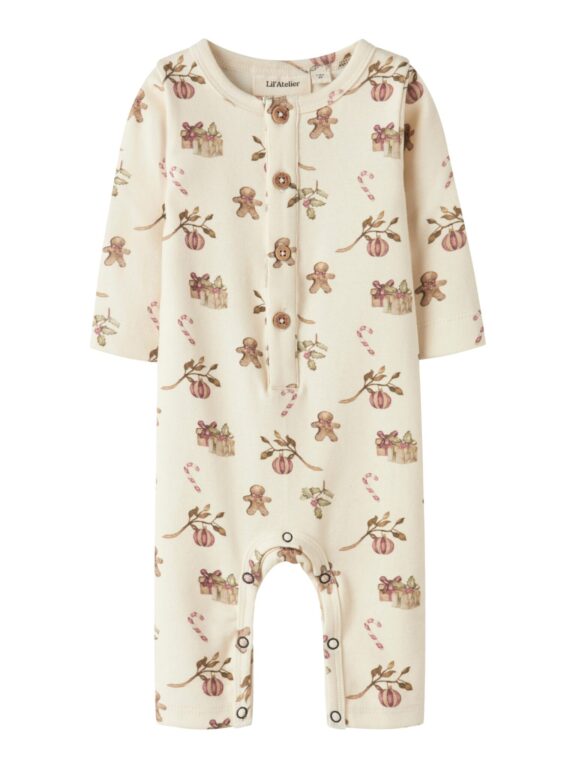 Lil Atelier Layo Gip LS Slim Suit - Turtledove/Christmas - 56 cm