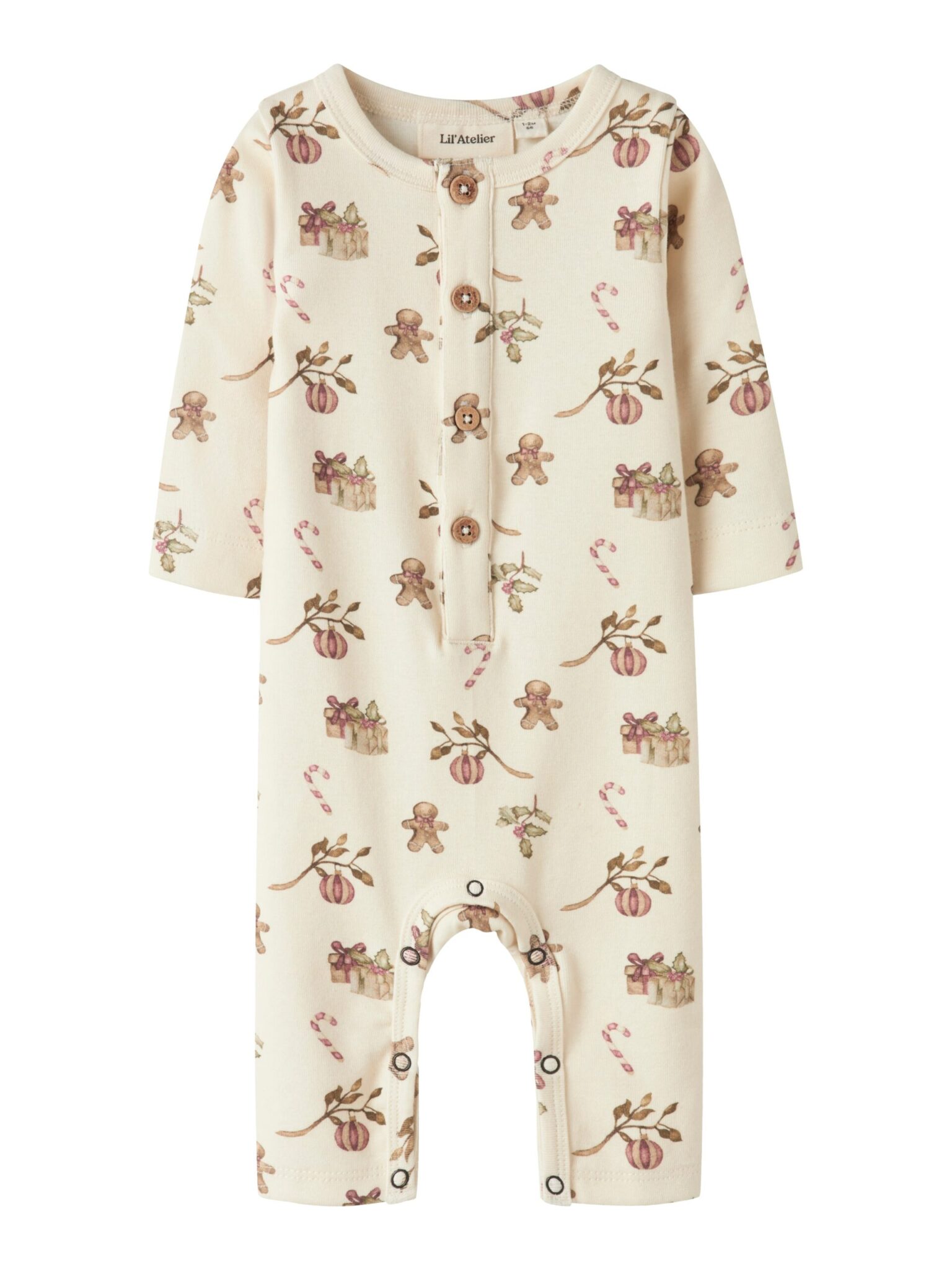 Lil Atelier Layo Gip LS Slim Suit - Turtledove/Christmas - 56 cm