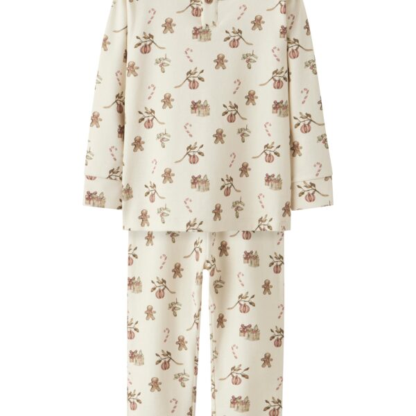 Lil Atelier Layo Git LS Nightset - Turtledove/Christmas - 92 cm