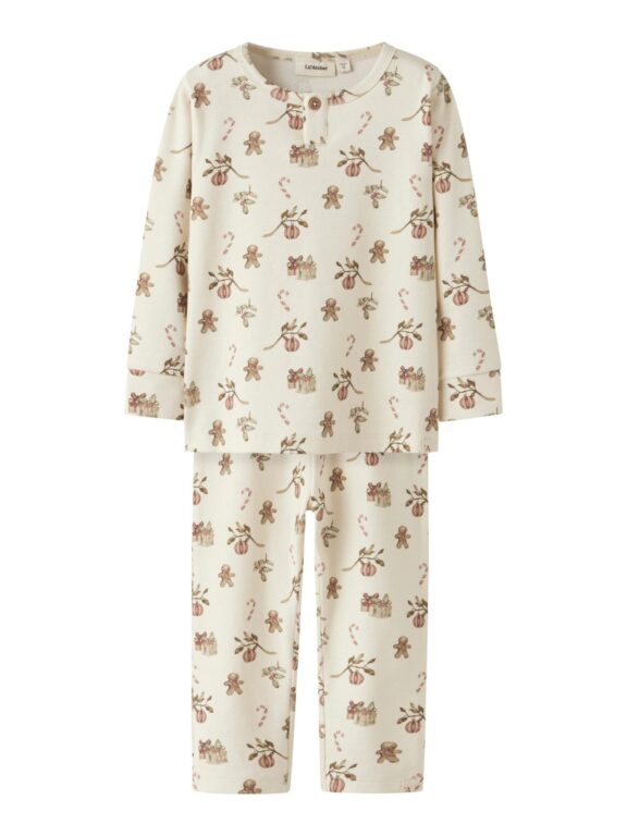 Lil Atelier Layo Git LS Nightset - Turtledove/Christmas - 92 cm