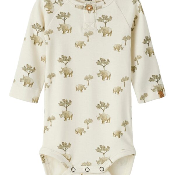 Lil Atelier Layo LS Slim Body - Coconut Milk/Rhino - 56 cm
