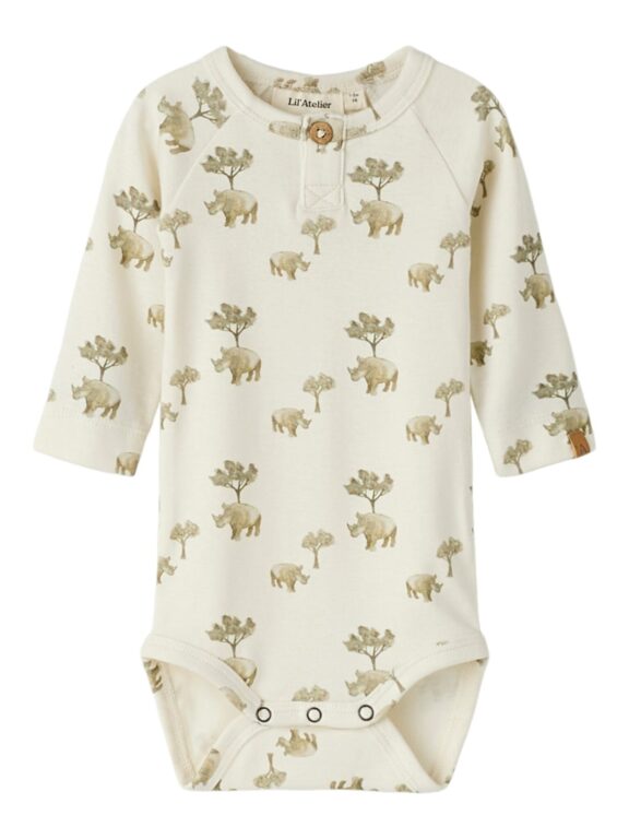 Lil Atelier Layo LS Slim Body - Coconut Milk/Rhino - 56 cm