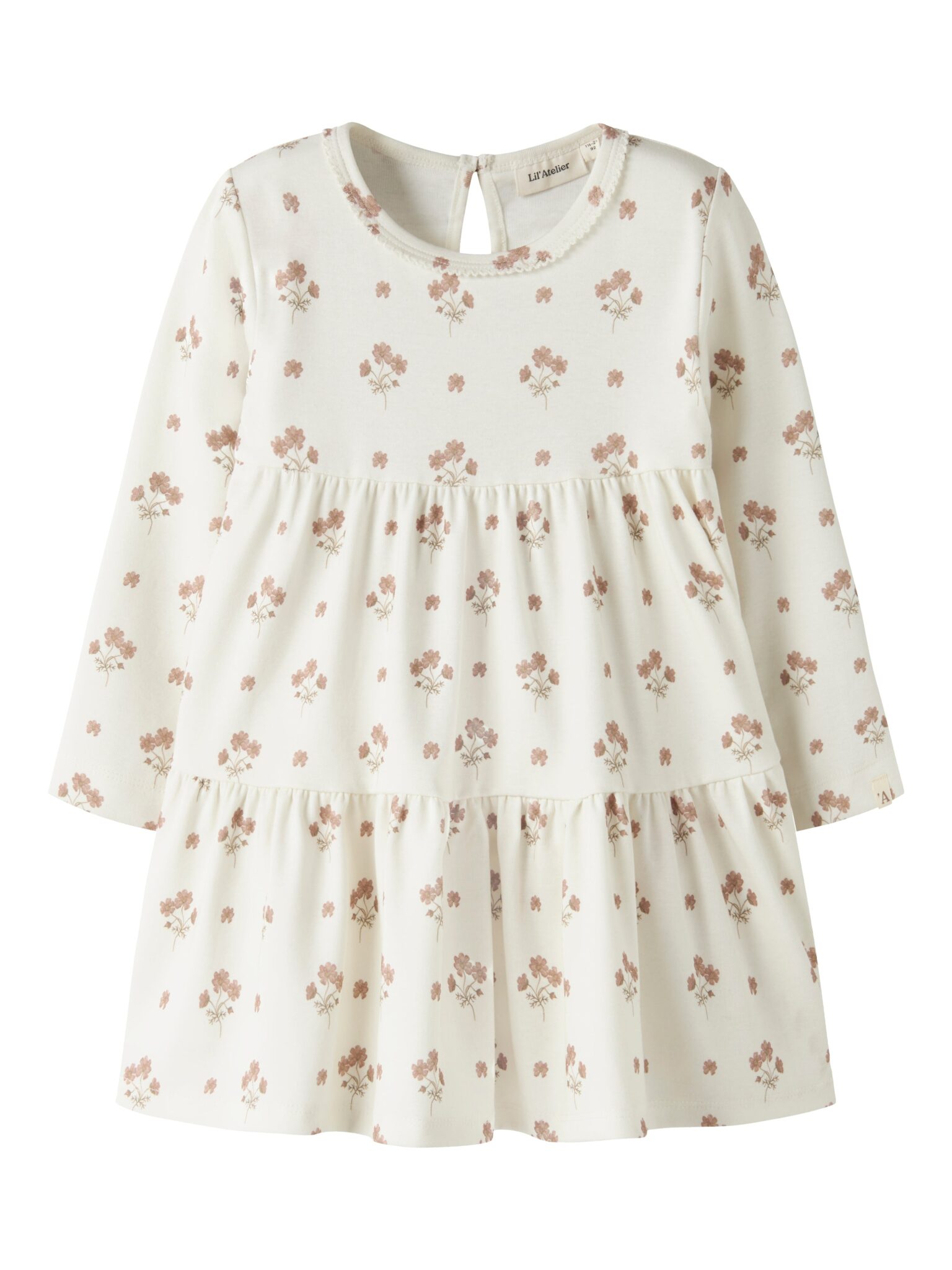 Lil Atelier Layo Sif LS Dress - Coconut Milk/Flower Pink - 92 cm