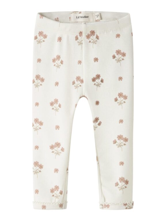 Lil Atelier Layo Sin Leggings - Coconut Milk/Flower Pink - 56 cm