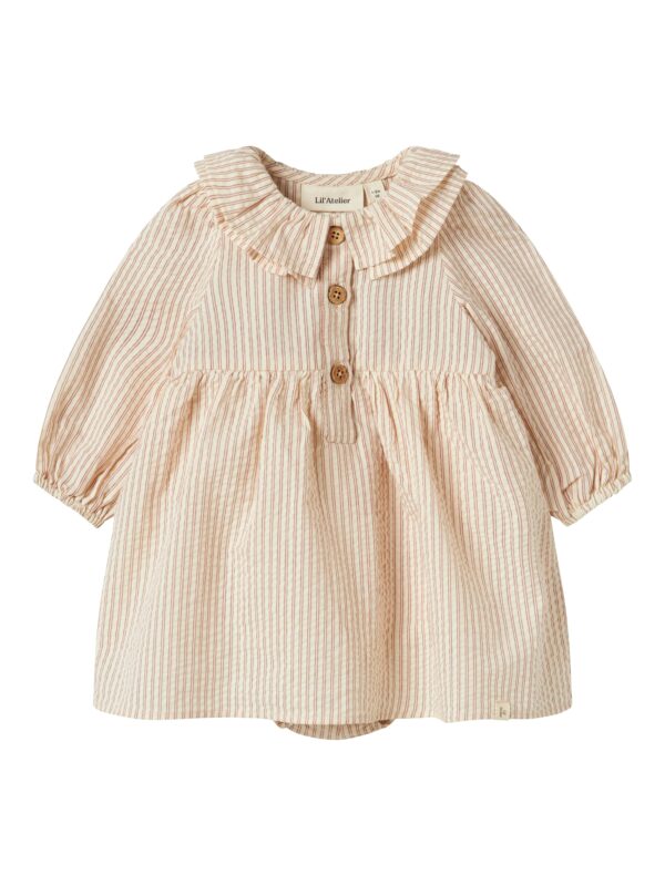 Lil Atelier Lucia LS Body Dress - Turtledove - 56 cm